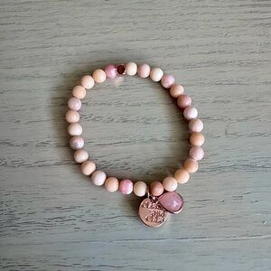 Blush Pink Beaded Bracelet with Charms